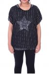 DI GRANDI DIMENSIONI T-SHIRT 2 PEZZI PAILLETTES BAND 9105 NERO