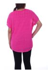 LARGE SIZE T-SHIRT 2 PIECES SEQUINS BAND 9105 FUSHIA