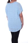 DI GRANDI DIMENSIONI T-SHIRT 2 PEZZI PAILLETTES BAND 9105 BLU