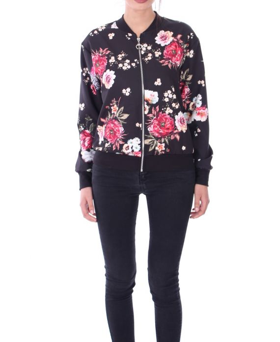 JACKE GEDRUCKT FLORAL 9005 WEIß