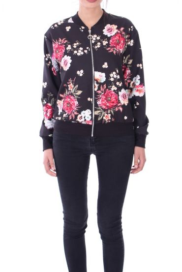 JACKE GEDRUCKT FLORAL 9005 WEIß