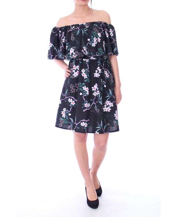 DRESS PRINTED FLORAL 9094 BLACK