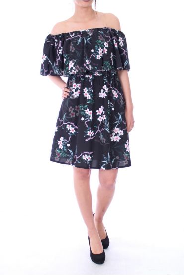 KLEID FLORAL BEDRUCKTE 9094 SCHWARZ