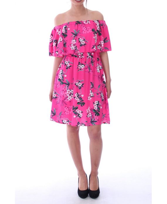 JURK AFGEDRUKT BLOEMEN 9094 FUCHSIA