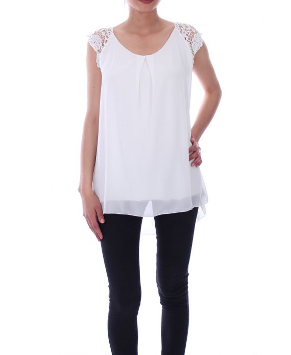 TOP CORTO IN PIZZO 9112-BIANCO