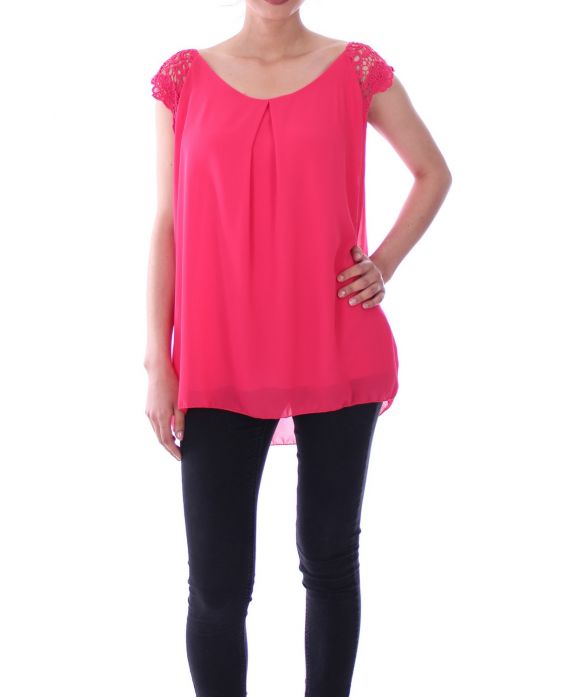 TOP CORTO DE ENCAJE 9112 FUSHIA