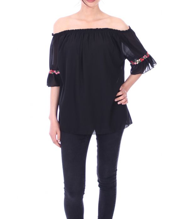 TOP CORTO IN PIZZO 9113 NERO