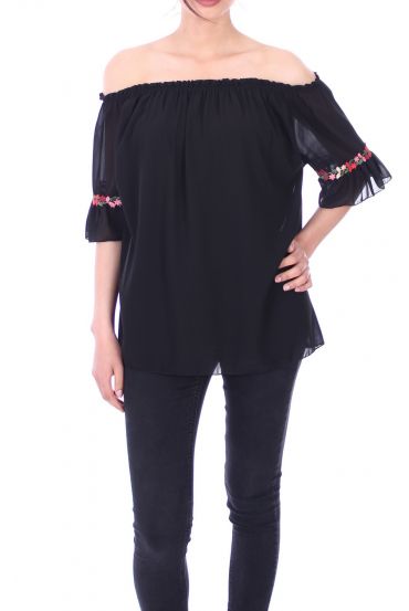 TOP CORTO IN PIZZO 9113 NERO