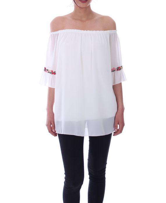 TOP CORTO IN PIZZO 9113 BIANCO