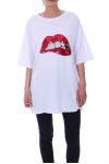 T-SHIRT PAILLETE 9117 BIANCO