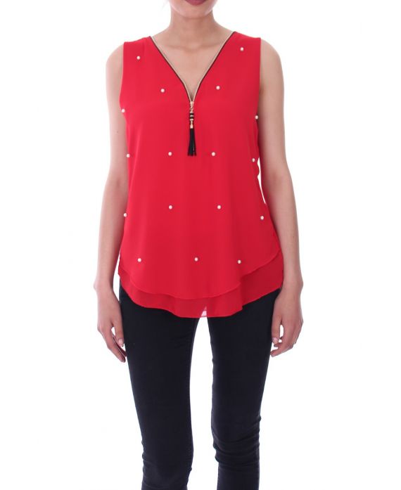 TOP CREMALLERAS PERLAS 9116 ROJO