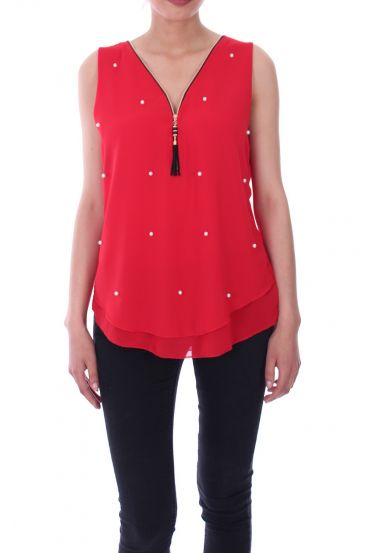 TOP CREMALLERAS PERLAS 9116 ROJO