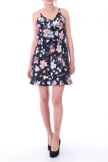 VESTIDO IMPRESO FLORAL 9096 NEGRO