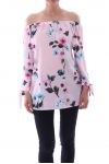 BLUSE GEDRUCKT BLUMEN 5077 ROSA