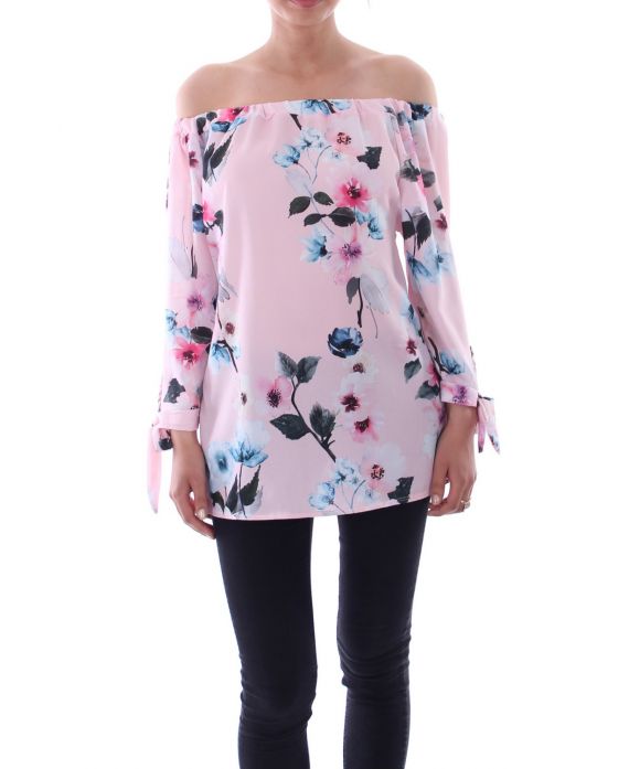 BLUSE GEDRUCKT BLUMEN 5077 ROSA