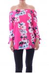 BLOUSE IMPRIME FLEURS 5077 FUSHIA