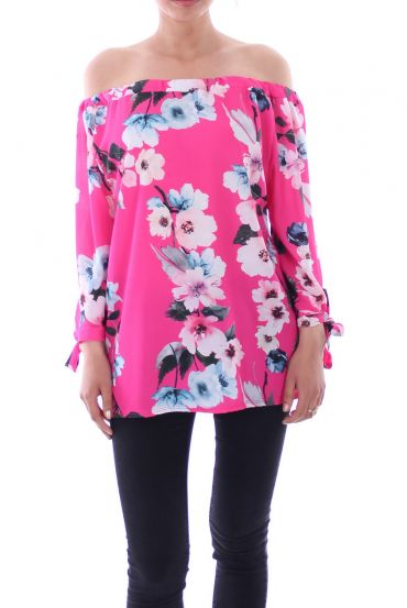 BLOUSE IMPRIME FLEURS 5077 FUSHIA