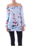 BLOUSE IMPRIME FLEURS 5077 BLEU