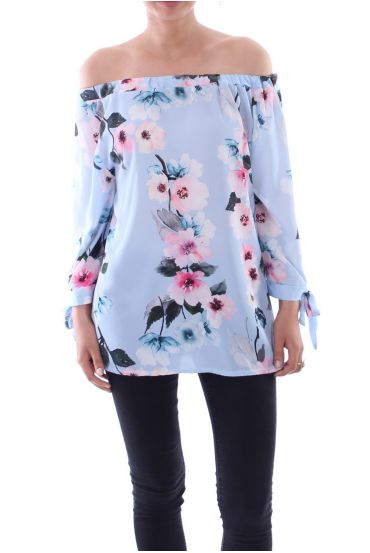 BLOUSE PRINTS FLOWER 5077 BLUE