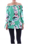 BLOUSE IMPRIME FLEURS 5077 VERT