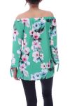 BLOUSE IMPRIME FLEURS 5077 VERT