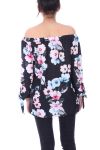 BLUSA CON ESTAMPADOS DE FLORES 5077 NEGRO