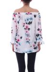 BLOUSE IMPRIME FLEURS 5077 BLANC