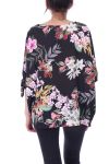 TUNIEK FLORAL PRINT 9124 ZWART