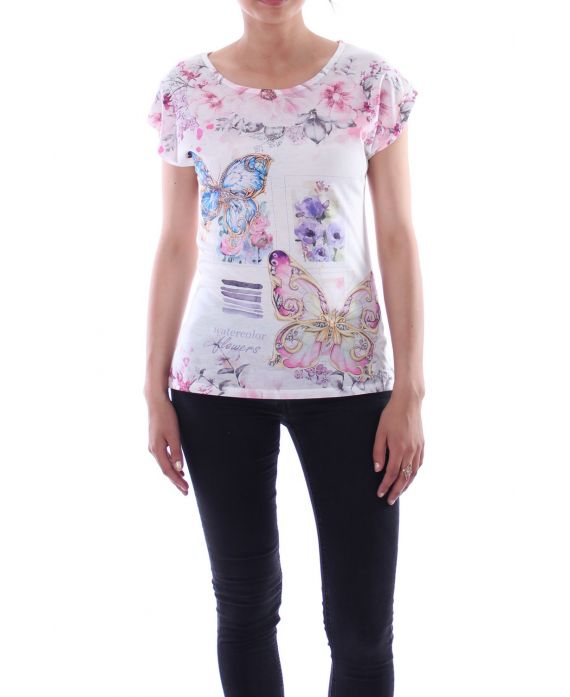 T-SHIRT BUTTERFLY 9121 WHITE