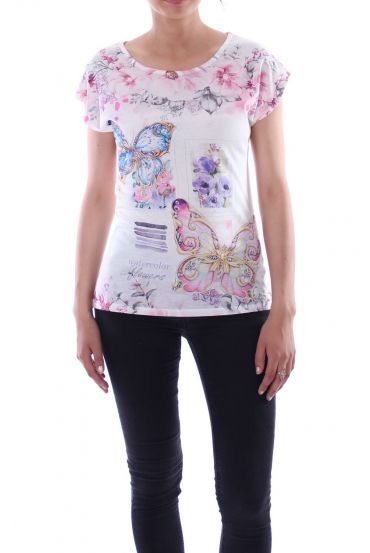 T-SHIRT BUTTERFLY 9121 WHITE