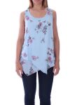 TOP-DRAPIERT, BLUMEN, 9136 BLAU