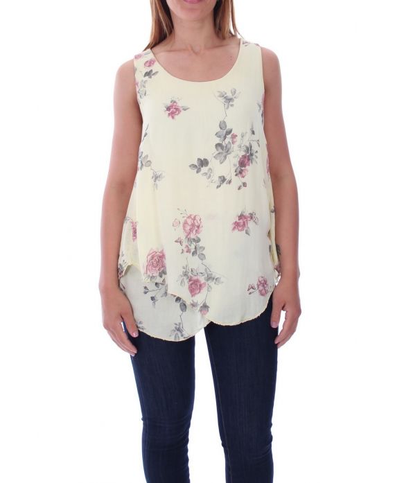 TOP-DRAPIERT, BLUMEN, 9136 GELB