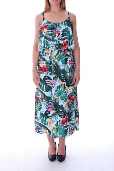 KLEID DRUCKT TROPICAL 9131 BLAU