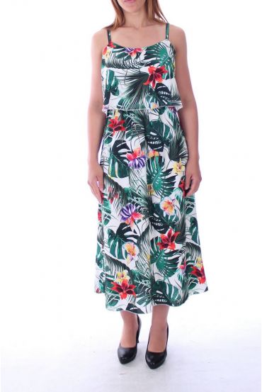 KLEID DRUCKT TROPICAL 9131 WEIß