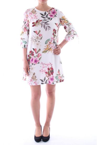 KLEID GEDRUCKT BLUMEN 9125 WEIß