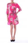 JURK PRINTS VAN BLOEMEN 9125 FUSHIA