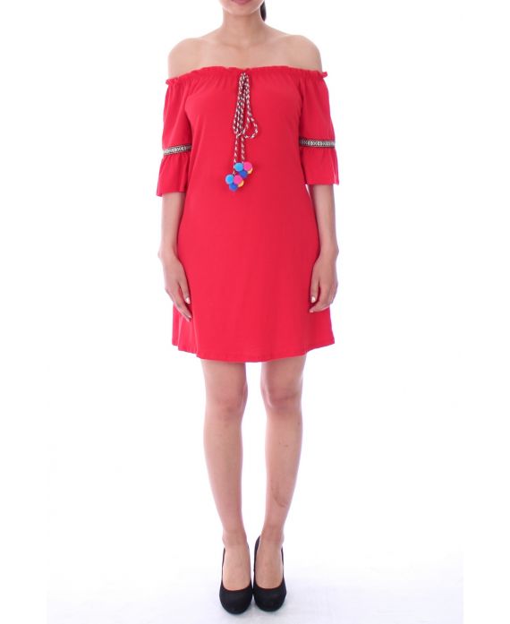 KLEID POMPOM 9127 ROT