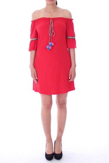 KLEID POMPOM 9127 ROT