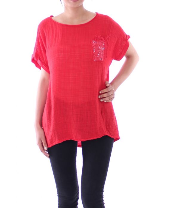 TOP POCHE PAILLETEE 9135 ROUGE