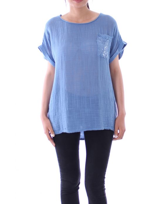 TOP POCHE PAILLETEE 9135 BLEU