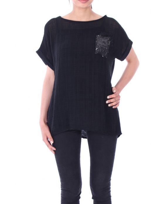 TOP POCKET PAILLETEE 9135 BLACK