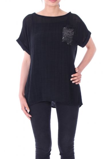 TOP POCKET PAILLETEE 9135 BLACK