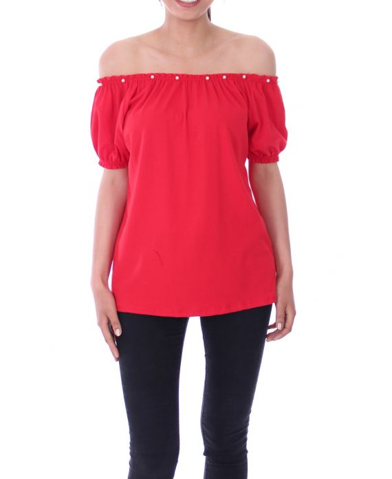 TOP AUSSCHNITT PERLEN 9129 ROT