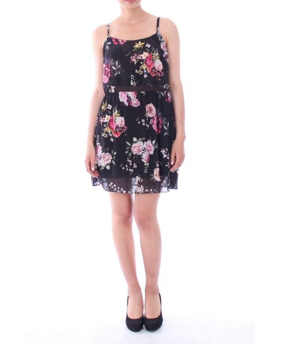 DRESS PRINTED FLOWERS 9138 BLACK