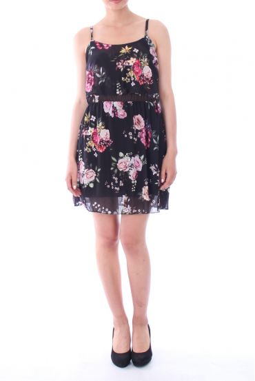 DRESS PRINTED FLOWERS 9138 BLACK