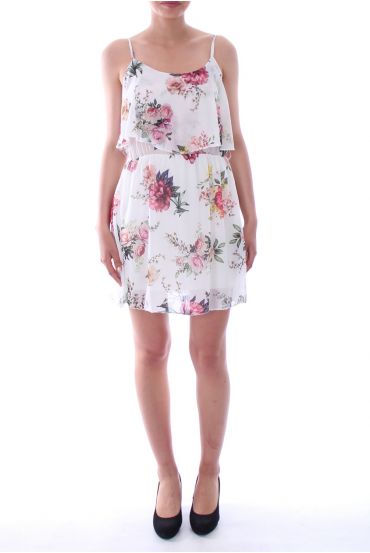 DRESS PRINTED FLOWERS 9138 WHITE