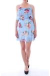 DRESS PRINTED FLOWERS 9138 BLUE