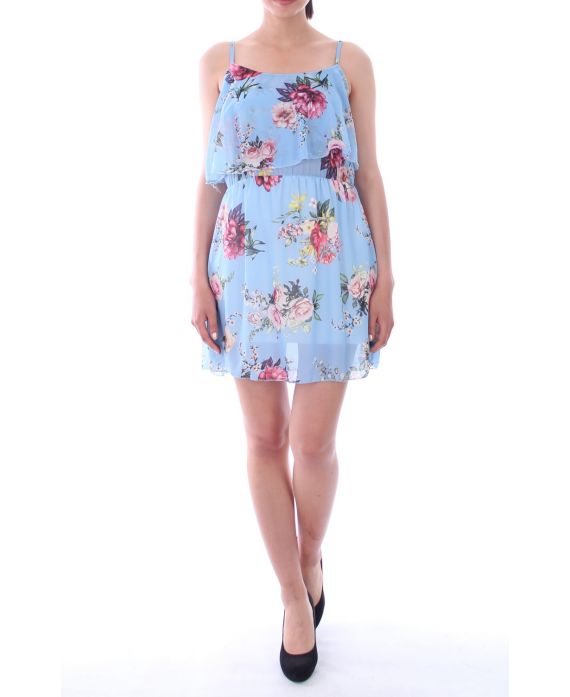 JURK AFGEDRUKT BLOEMEN 9138 BLAUW