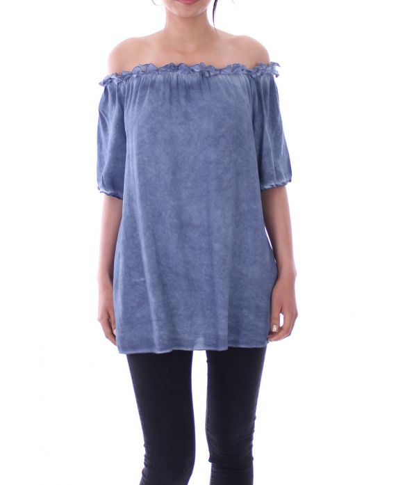 TOP HALS BLOEM 9133 BLAUW