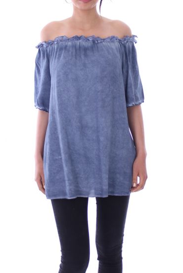 TOP HALS BLOEM 9133 BLAUW